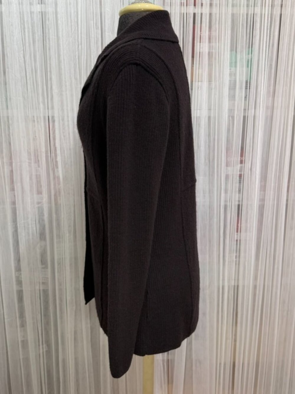 Herman Geist Women's Wool Blazer Jacket Brown Size Medium 3 Button Knit - Picture 4 of 11